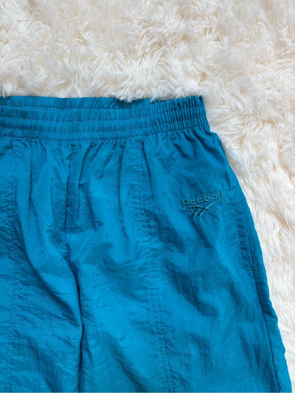 Reebok Vintage 90s Teal Nylon Track Pants Windbreaker Joggers Size S - Picture 3 of 6